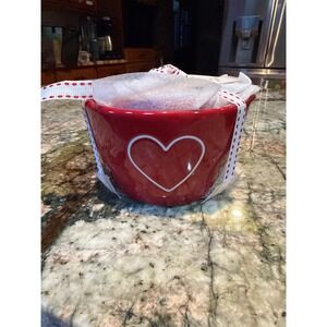 Rae Dunn by Magenta Red Heart Measuring Cups‎ Set of 4 Ceramic cups